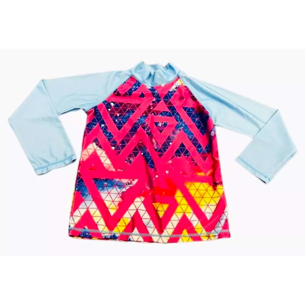 Rash Guard Mock Neck Girls Size 12 Multicolored Long Sleeve Sunshine Swing